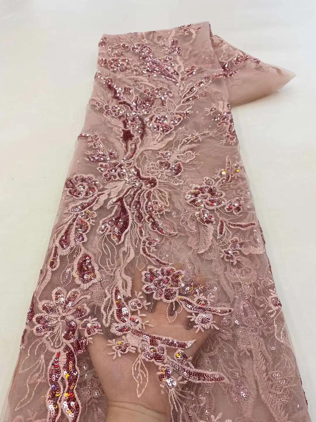 Sequined African Lace Fabric ǰ  ƫ ̽ ڼ ׹   Sequins   Wedding Dress 5 ߵ xz-200
